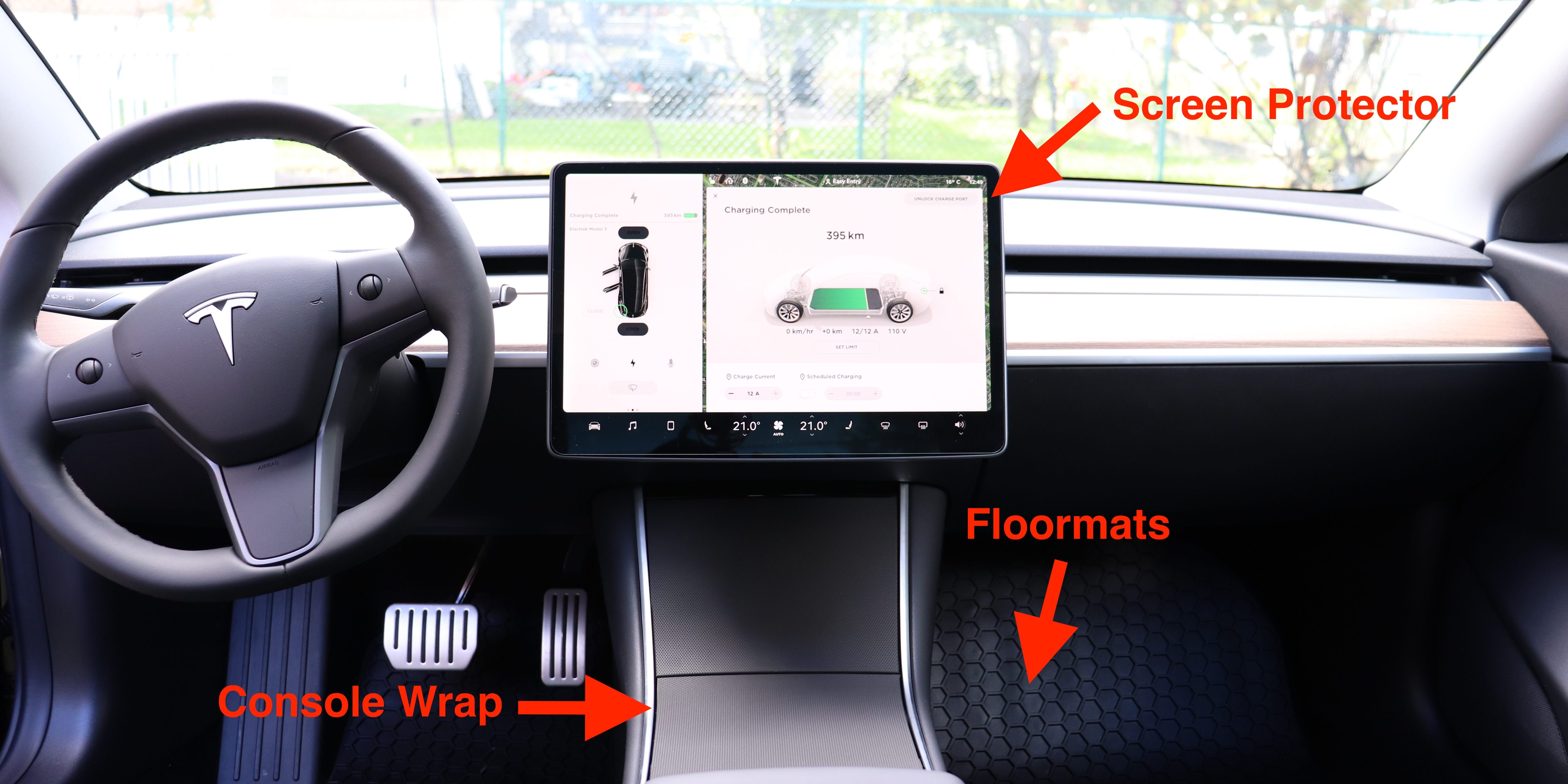 1 Set Car Center Console Wrap Kit Anti-Scratch Protector for Tesla Model 3